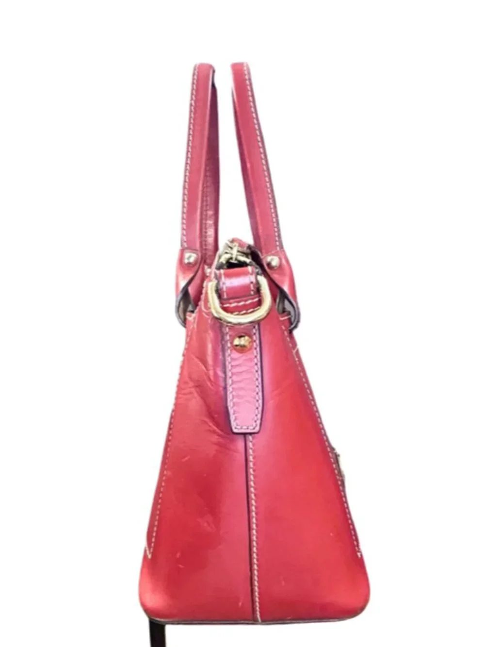 Dooney & Bourke Beacon Domed Satchel Red Leather Bag